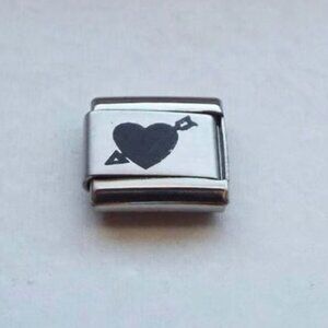 Heart and arrow laser 9mm stainless steel italian charm bracelet link new